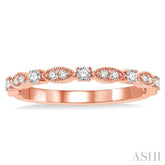1/4 Ctw Lattice Marquise and Circular Mount Round Cut Diamond Stackable Band in 14K Rose Gold
